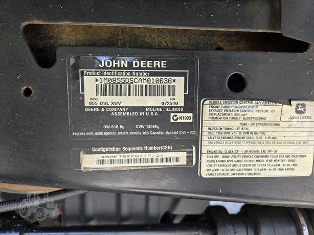 2010 John Deere Gator XUV 855D 4WD Utility Cart for Sale - Image 3